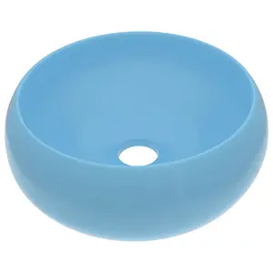 Berkfield Luxury Wash Basin Round Matt Light Blue 40x15 cm Ceramic