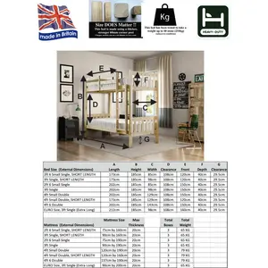 Cambridge Solid Pine Heavy Duty Bunk Bed Single (3')