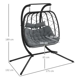 Outsunny PE Hanging Swing Chair w/ Thick Cushion, Patio Hanging Chair, Black