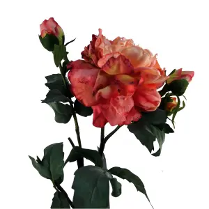 60cm Peony Artificial Flower Pink - 1 Flower 3 Buds