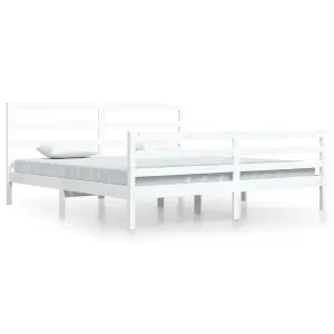 Berkfield Bed Frame White Solid Wood Pine 200x200 cm