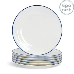 Nicola Spring - White Farmhouse Dinner Plates - 26cm - Pack of 6