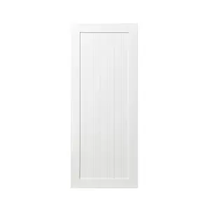 GoodHome Alpinia Matt white tongue & groove shaker Matt white Tall larder Cabinet door (W)600mm (H)1467mm (T)18mm