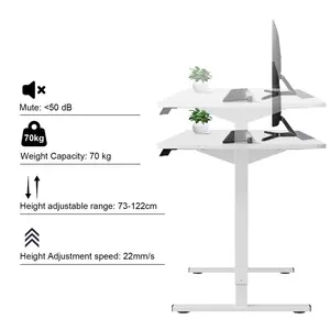 Hieronymus Electric Height Adjustable T-Shape Standing Desk Black / White / 122 x 120 x 60 cm