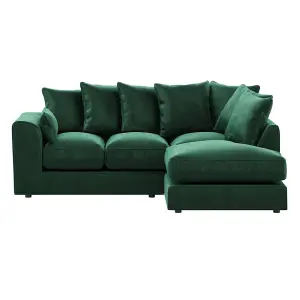 Brooklyn Plush Velvet 3 to 4 Seater L Shaped Corner Sofa Green Right Hand Facing