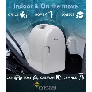 Cristal 6L Compact Cooler (Mini Fridge Style) with Built-in 12V Adapter - White