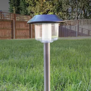 4PK S/S Solar LED Oblique Cap Stake Light