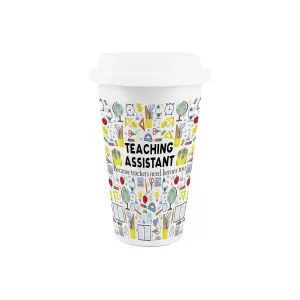 Teaching Assistant Ceramic Travel Mug - School TA & Educational Careers Gifts/Presents - Double-Walled Insulated Drinks Flask Cup