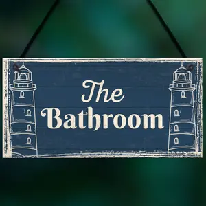 Red Ocean The Bathroom Nautical Theme Bathroom Accessories Sign Shabby Chic Toilet Plaque Home Decor