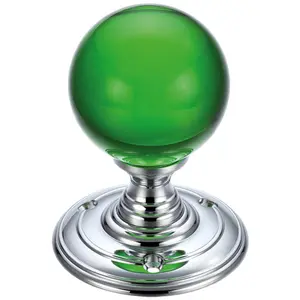 Door Knob (Set of 2) Polished Chrome/Green