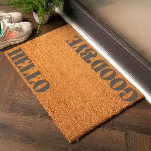 Grey Hello Goodbye Mirrored Doormat