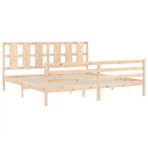 Berkfield Bed Frame with Headboard Super King Size Solid Wood