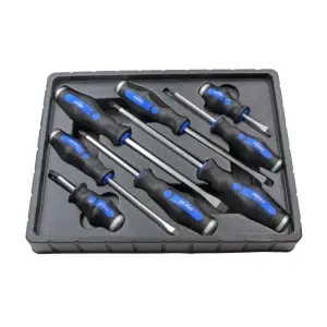 US PRO Tools 8pc Go-through Screwdrivers Set Pozidriv & Flat Head Screwdrivers 1619