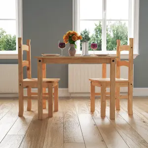 Vida Designs Corona 2 Seater Dining Set Solid Pine Wood With 2 Chairs