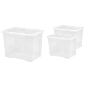 1 x Large 80 Litre Crystal Clear 60 x 40 x 42cm Transparent See Through Box With Lid