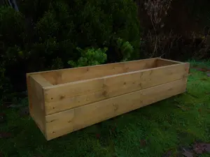 Large Wooden Garden Planter Decking Pot Tan BrownTrough 90 cm