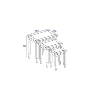 Payton 3 Piece Nest of Tables, Solid Pine, Corona Design Grey