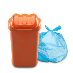 Home Centre Lift Top Plastic Waste Bin 15 Litre Orange Kitchen Office School Work Recycling