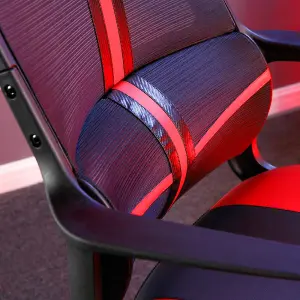 X-Rocker Helix PC Office Gaming Chair, Ergonomic Computer Desk Chair, Mesh Gaming Chair, Head Rest & Lumbar Support - RED