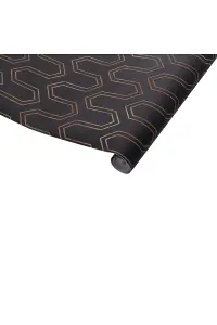 Black Wallpaper Non Woven Fabric Geometric Patterned Wallpaper, Non Self Adhesive Wall Covering Paper, 0.48m² Coverage