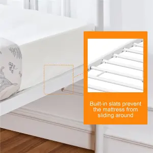 Yaheetech White 4ft6 Double Metal Bed Frame with High Headboard Strong Iron Platform Bed for Bedroom