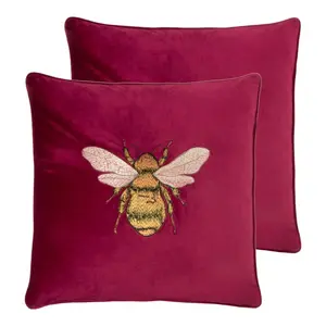 Hortus Square Scatter Cushion (Set of 2) Fuchsia