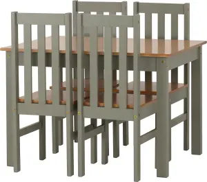 Ludlow Dining Set with 4 Green Chairs Oak effect Table