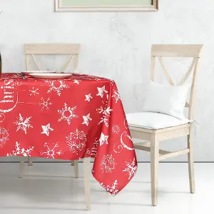 Neel Blue Polyester Xmas Design Tablecloth 60" x 84"