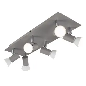 ValueLights Consul Modern Rectangular Cement Stone Effect 6 Way Adjustable GU10 Ceiling Spotlight