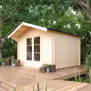 8ft x 8ft (2350mm x 2350mm) Horsforth "The Topeka Plus" 44mm Log Cabin With 1 Opening Window