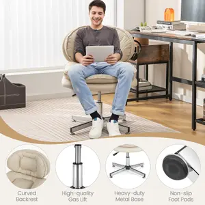 Costway Armless Home Office Chair Upholstered Swivel Computer Chair Height Adjustable Vanity Chair