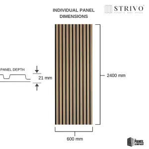 STRIVO Acoustic Slat Panel - Light Oak 600mm x 2400mm