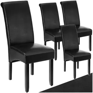 Dining Chair - ergonomic seat shape, high backrest, padded, faux leather - black