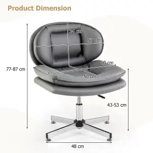 Costway Armless Home Office Chair Upholstered Swivel Computer Chair Height Adjustable Vanity Chair