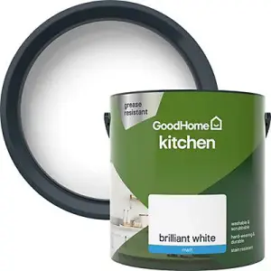 GoodHome Kitchen Brilliant white Matt Emulsion paint, 2.5L