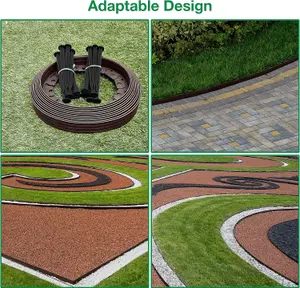 Flexible Brown  Garden Edging Border 10m Complete with 20 Securing Pegs Perfect Flower Beds Lawns and Pavement Design 40mm High