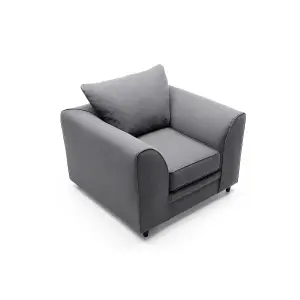 Darcy Armchair in Dark Grey Linen Fabric