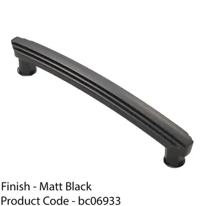 Art Deco Kitchen Pull Handle - Matt Black - 160mm Centres Shaker Cabinet Drawer