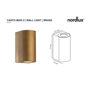 Nordlux Canto Maxi 2 Outdoor Patio Terrace Garden Wall Light In Brass (Height) 17cm