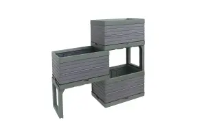 Verve Grey Rectangular Planter, Set of 1 (H)33cm (W)28cm