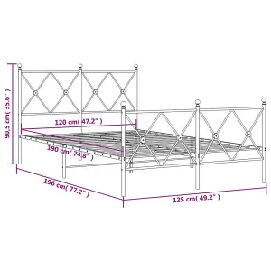 Berkfield Metal Bed Frame without Mattress with Footboard Black 120x190cm