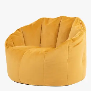 icon Sirena Scallop Chair Bean Bag and Footstool Ochre Yellow Velvet Bean Bags