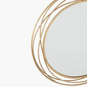 Antique Gold Metal Swirl Round Wall Mirror