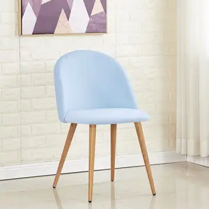 Heavener Velvet Upholstered Dining Chair | Side Chair | Wooden Legs (Set of 4) Blue