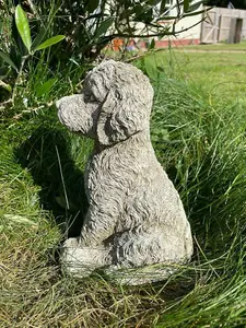 Cockapoo Puppy Dog Stone Statue Animal Outdoor Garden Ornament Decoration British Made Sculpture