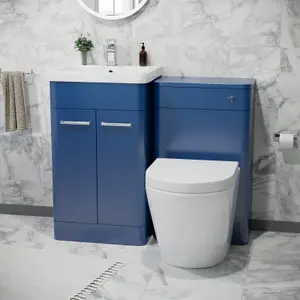 Nes Home 500mm Freestanding Vanity Unit with Basin,Rimless Toilet, WC unit Royal Blue