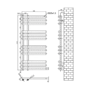 Ryder Black Heated Towel Rail - 1130x500mm