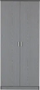 Felix 2 Door Wardrobe Grey with Shelf