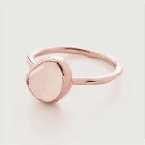 Siren Rose Quartz Stacking Ring, Rose Gold Vermeil On Silver