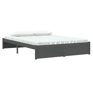 Berkfield Bed Frame Grey Solid Wood 150x200 cm King Size